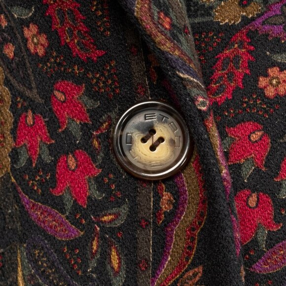 Etro Green Paisley Wool Buttoned Chester Coat - Picture 8 of 11